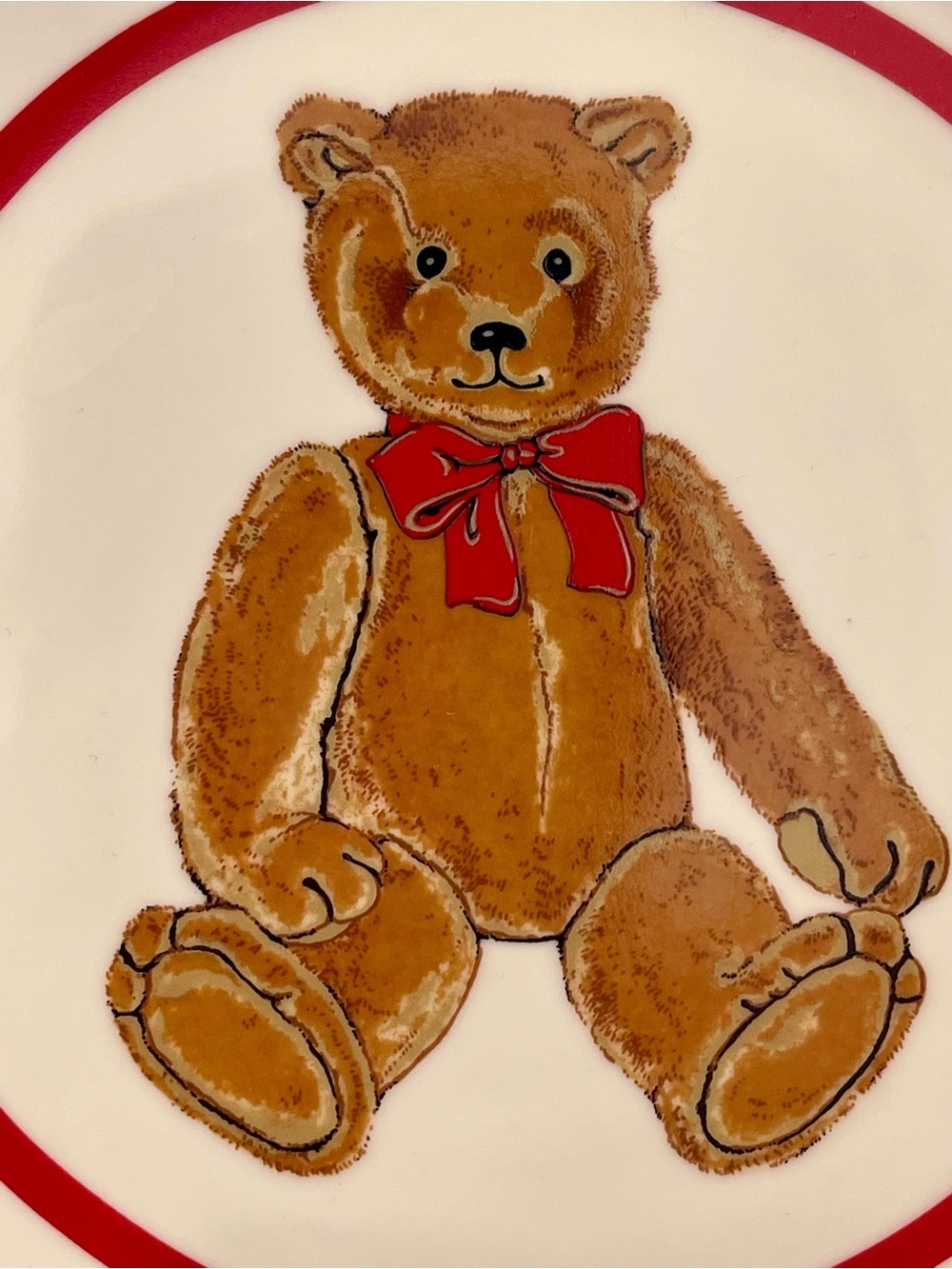 Vtg. 2 Piece Porcelain Set - Plate, Bowl , Teddy Bear Pattern by Curzon 80s